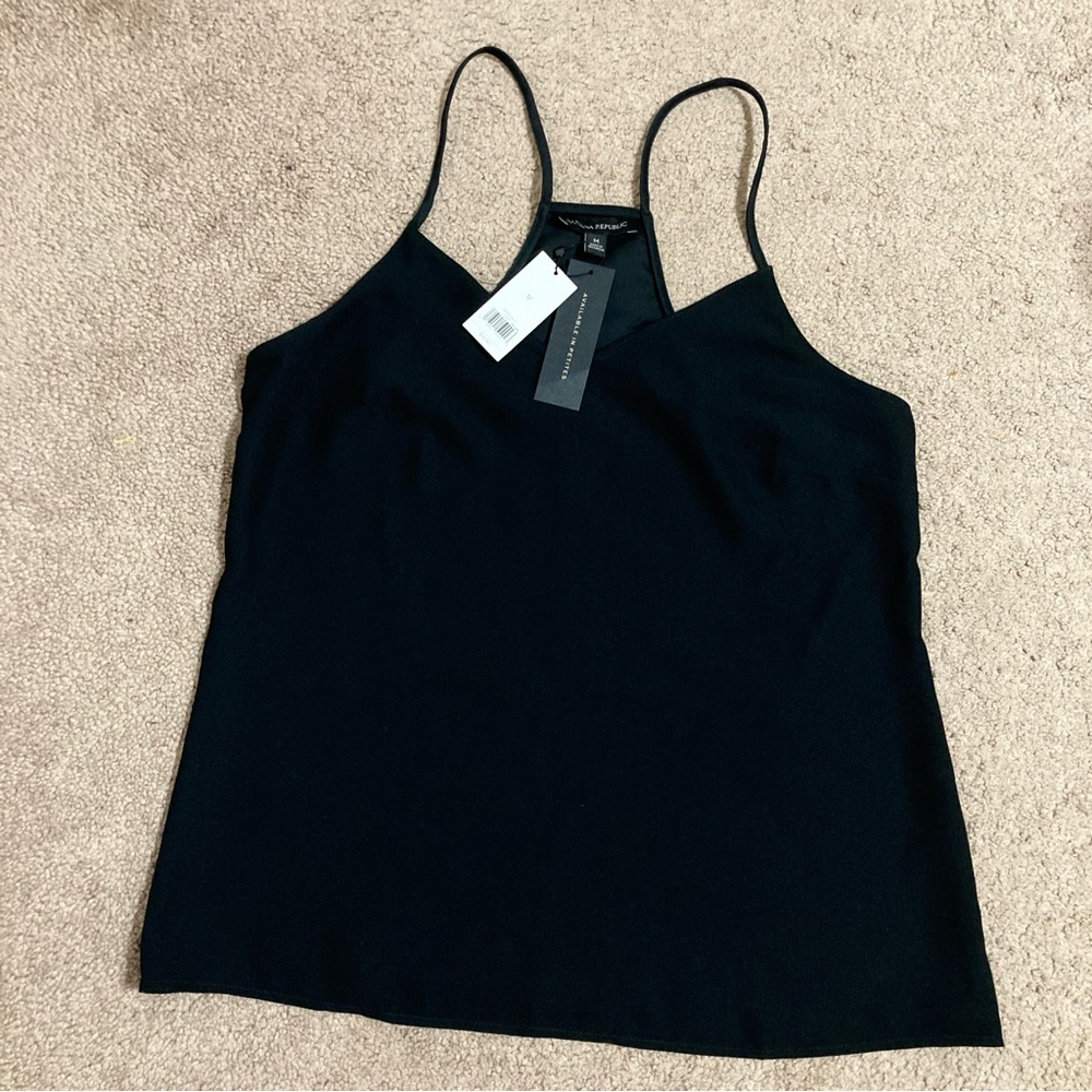 SOLD Banana Republic Black Racerback Camisole Spaghetti Strap Casual Lounge M - Picture 1 of 10